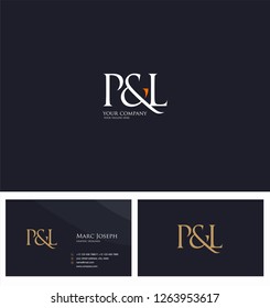 P & L letters Joint logo icon and Business card vector template.