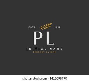 P L PL Beauty vector initial logo, handwriting logo of initial wedding, fashion, jewerly, heraldic, boutique, floral and botanical with creative template for any company or business.