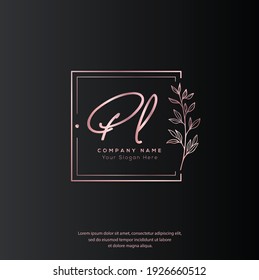 P L PL Cartas iniciales y logotipo de la firma de escritura a mano. Logo inicial del vector de belleza .Moda, boutique, floral y botánica

