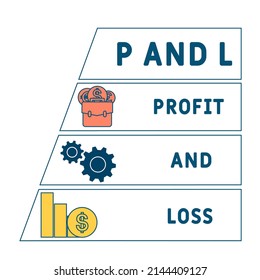 P and L - Profit and Loss acronym. business concept background.  vector illustration concept with keywords and icons. lettering illustration with icons for web banner, flyer, landing pag