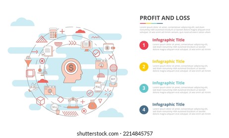 p and l profit and loss concept for infographic template banner with four point list information