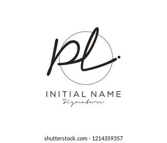 P L Signature initial logo template vector