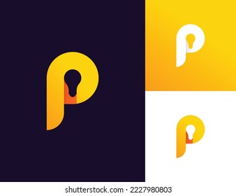 P + Lamp or Key gradient aesthetic logo