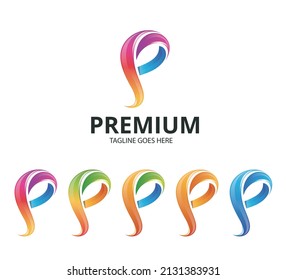 P later logo design template by illustrator
