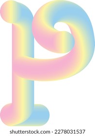 P latter with gradient color style font