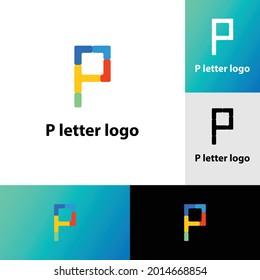 p latter logo design template	