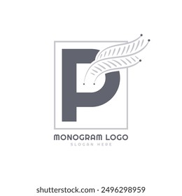 P Leaf Logo for Beauty, Fashion, and Cosmetics. Letter P Logo with Leaf