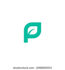 P Leaf Logo Design. P Initial Vector