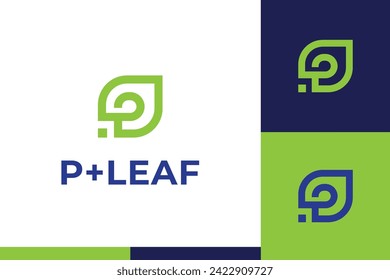 P + leaf logo design modern clean , Abstract + leaf + p logo modern clean design