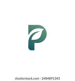 P leaf Logo Vector Design. P Initial Logo Nature