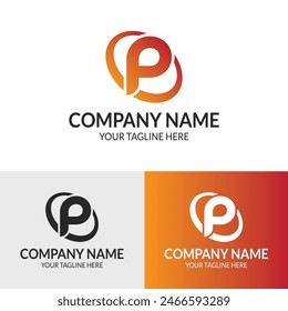 Plantilla abstracta del diseño del logotipo de la letra P para la compañía de la tecnología y el negocio corporativo