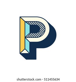 P letter abstract retro pop font alphabets