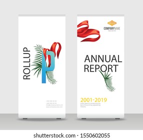 P letter Abstract Shapes Modern Exhibition Advertising Trend Business Roll Up Banner Stand Poster Brochure flat design template creative concept. White background Roll Up EPS. Presentation Cover