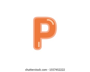 P letter alphabet orange candy jelly glossy vector isolated on white background 