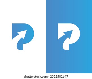 p letter arrow logo design template