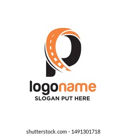 P Letter asphalt logo design template for transport business