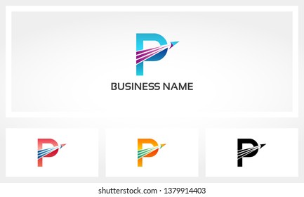 P Letter Aviation Arrow Airplane Logo