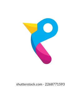 p letter bird icon vector concept design template web