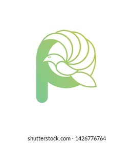 P letter with Bird Logo Template Design Vector, Emblem, Design Concept, Bird Logo