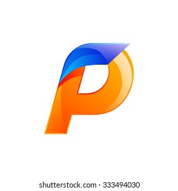 P letter blue and Orange logo design Fast speed design template elements for application.