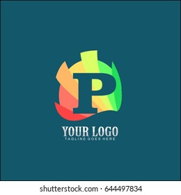P letter brand. Alphabet colorful logos in the circle. Vector design template elements for your application or corporate identity.