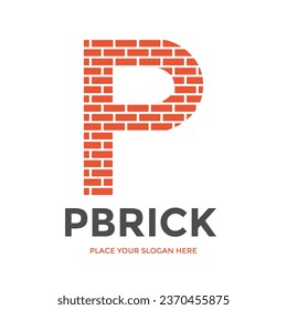 Modèle de logo vectoriel en brique P. Cette conception utilise l'alphabet et et l'original. Convient aux entrepreneurs et aux entreprises.