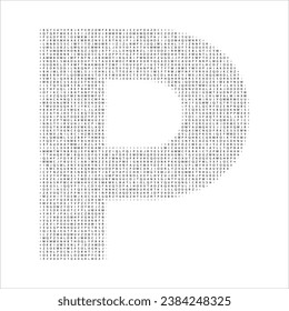 Medio tono de carácter de letra P, archivo vectorial de alta calidad