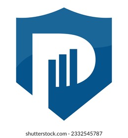 P letter chart shield logo template