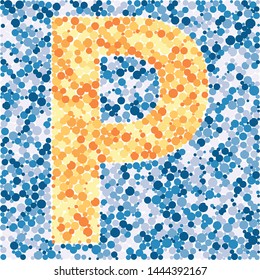 P letter color distributed circles dots illustration