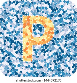 P letter color distributed circles dots illustration