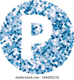P letter color distributed circles dots illustration
