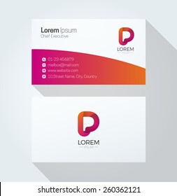 P Letter Colorful Business card with 3d Logo