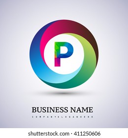 P letter colorful logo in the circle. Vector design template elements for your application or company identity.