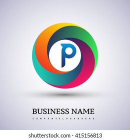 P letter colorful logo in the circle. Vector design template elements for your application or company identity.