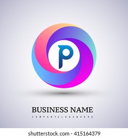 P letter colorful logo in the circle. Vector design template elements for your application or company identity.