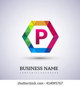 P Letter colorful logo in the hexagonal. Symbol for your business or company identity.