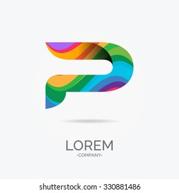 P Letter Colorful Wavy Modern Abstract Art design Icon logo