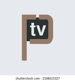 P letter concept logo for TV. Ptv letter mark iconic logo vector illustration. Logo vector design.