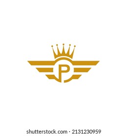 P letter with crwon logo template logo vector icon illustration design 