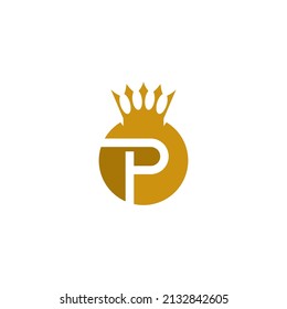P letter with crwon logo template logo vector icon illustration design 