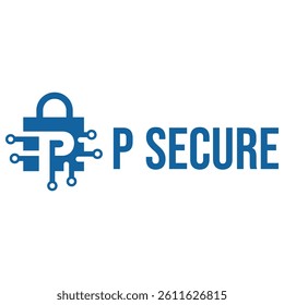 P letter cyber security flat minimalist logo design