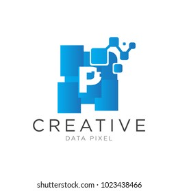 p  letter data dixel logo