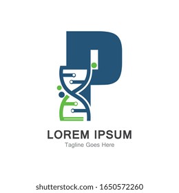 P-Brief mit DNA-Logo-Design-Vorlage