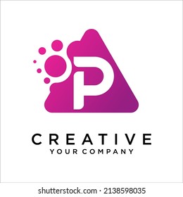 P Carta con la plantilla del vector de diseño de logotipo de puntos