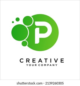 P Letter With Dots Icon Logo Design Vector Template