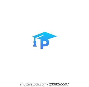 P letter Education vector logo template. This design use student hat and cap symbol. Suitable for student and university.