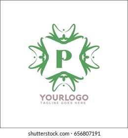 P letter emblem of woven circle. Monogram design element, graceful template. Simple logo design for Royalty, business card, Boutique, Hotel, Heraldic, Web design. 