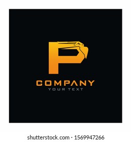 P Letter Excavator Logo Design Vector