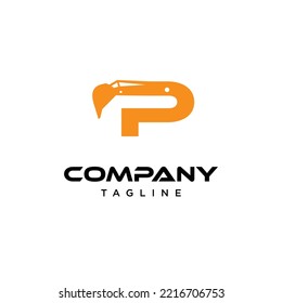 P Letra excavator Vector icono Plantilla vectorial.