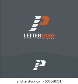 P letter fast speed logo. White and orange automotive logo template. Vector design template elements for your application or corporate identity.